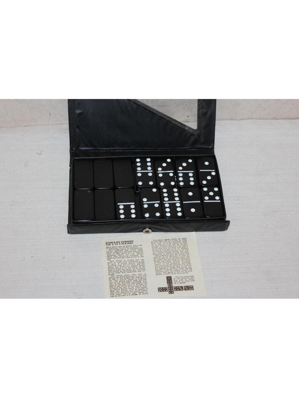 Vintage Harris Double Six Dominoes Set Black Case Complete w/ Instructions